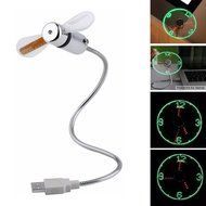Vitoki Mini Flexible Gooseneck LED Clock USB Fan For PC Notebook Real Time Display Function N9