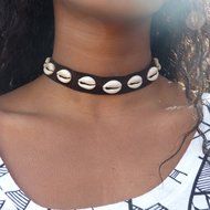 BOHO Leather Cowrie Shell Choker Necklace Bib Statement Charm Pendant Jewelry
