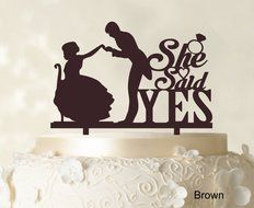 She Said Yes Wedding Cake Topper Custom Name Cake Topper Color Option Available 6&quot;-7&quot; Inches Wide N4