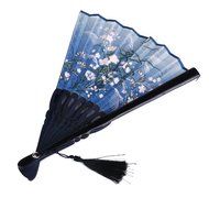 Hollow Rib Flower Hand Fan Folding Fan Pocket Fan (Blue) N17