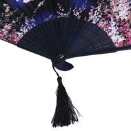 Hollow Rib Flower Hand Fan Folding Fan Pocket Fan (Blue) N24