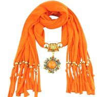 AutumnFall Women Girl Pendant Scarf With Tassel Rhinestone Necklace Scarves (U) N65