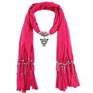 AutumnFall Women Girl Pendant Scarf With Tassel Rhinestone Necklace Scarves (U) N66