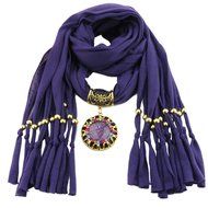 AutumnFall Women Girl Pendant Scarf With Tassel Rhinestone Necklace Scarves (U) N69