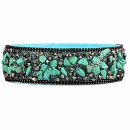 Gaobei Handmade Punk Style Womens Bangle Natural Crystals Stones and Crystal Inlay Soft Velvet Leather Wrap Bracelets N5