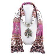 AutumnFall Women Girl Pendant Scarf With Tassel Rhinestone Necklace Scarves (U) N72