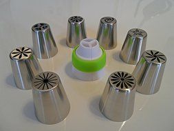 K&amp;S Artisan Professional Quality 56 pcs Russian Piping Tips Set(XLarge 35 tips+20 Piping Bags+Coupler) 304 Stainless... N5