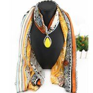 AutumnFall Women Girl Pendant Scarf With Tassel Rhinestone Necklace Scarves (U) N73