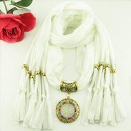 AutumnFall Women Girl Pendant Scarf With Tassel Rhinestone Necklace Scarves (U) N75