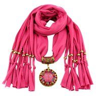 AutumnFall Women Girl Pendant Scarf With Tassel Rhinestone Necklace Scarves (U) N76