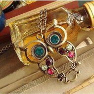 Lovely Women Lady Vintage Rhinestone Owl Pendant Long Chain Necklace Jewelry New N4