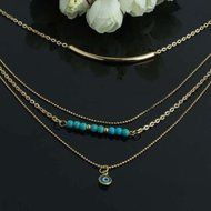 Lady New Design Boho Hamsa Fatima Hand Evil Eye Bead Turquoise Pendant Necklace N5