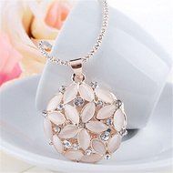 Hollow 2016 Opal Crystal Flower Long Pendant Necklace Gold Sweater Chain
