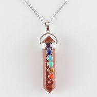 Natural Hexagonal Prism Beads Chakra Healing Gemstone Pendant Chain Necklace New N3