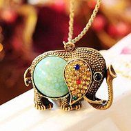 New Rhinestone Elephant Pendant Women Long Necklace Sweater Chain Jewelry Gift