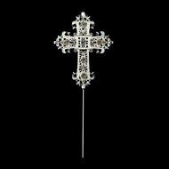 Cross Cake Topper, Religious, Wedding, Baptism, Christening, Dedication, Boda Keepsake Decoration (Silver)