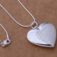 925 Sterling Silver Plated Heart LOCKET Photo Charm Pendant Necklace Fashion