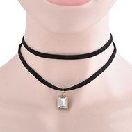 Vintage Retro Black Velvet Crystal Charm Pendant Choker Necklace Gothic Jewelry N9