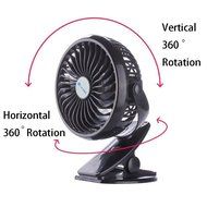 Honeyall Ajustable Clip On USB Fan Quiteness,Rechargeable Battery/USB Powered on(Black) N11