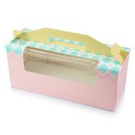 WYTD Portable Swiss Roll Cake Boxes Bakery Cake Gift Boxes With Window Pink (Pack of 4) N2