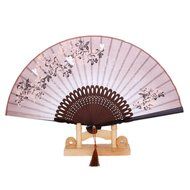 Vintage Flax Leaf Butterfly Bamboo Hand Fan Lady's Fan Pocket Fan - Purple N14
