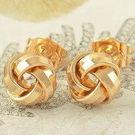 Lovely 9K Solid Gold Filled Womens Love-Knot Stud Earrings,Z3578