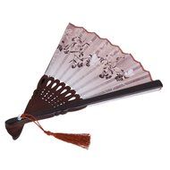 Vintage Flax Leaf Butterfly Bamboo Hand Fan Lady's Fan Pocket Fan - Purple N15