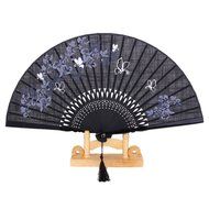 Vintage Flax Leaf Butterfly Bamboo Hand Fan Lady's Fan Pocket Fan - Purple N16