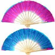 Dual Color Silk Bamboo Folk Dance Fan Chinese Handmade Belly Dancing Fans N2