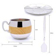 Coffee Cup Set Yummy Sam Stainless Steel 140ml Coffee / Milk Cup with Spoon and Saucer Double Wall Beverage Mug...