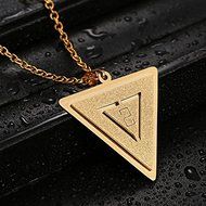 Women Men's Stainless Steel Gold Tone Cross Hollow Pendant Necklace Chain Gift (triangle) N2
