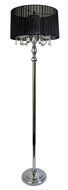 Elegant Designs LF1002-BLK Sheer Shade Chrome Floor Lamp with Hanging Crystals, Black N3
