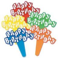 Happy Birthday Cupcake Picks - 24 pc