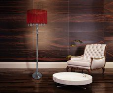 Elegant Designs LF1002-BLK Sheer Shade Chrome Floor Lamp with Hanging Crystals, Black N5
