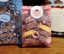 ONOR-Tech 50 PCS Lovely Cute OPP Cookie Bakery Candy Biscuit Treat Gift Diy Plastic Bag + Label Seal Sticker (... N3