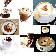 Brownylife Shop - 16pcs Fashion Cappuccino Coffee Barista Stencils Template Strew Pad Duster Spray Tools