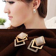 New Fashion Ear Stud Hollow Crystal Jewelry Gold Plated Earrings 1 Pair Women N2