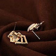 New Fashion Ear Stud Hollow Crystal Jewelry Gold Plated Earrings 1 Pair Women N3