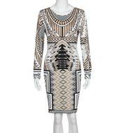 Morecome Women Bodycon Slim Long Sleeve Party Cocktail Pencil Mini Dress (M, Multicolor) N4