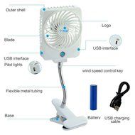Momoday&reg; Mini Handheld Square Electrical Portable Rechargeable Fan 3 Speeds Desktop Clip-on Fan Summer Cooler... N20