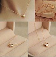 Gold Plated Heart Pendant Bib statement Chain Necklace Fashion Women Jewelry N2
