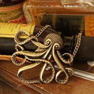Fashion Steampunk Vintage Bronze Octopus Long Pendant Chain Necklace Jewelry