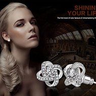 Charm Women Hot Silver Plated Ear Stud Zircon Shiny Crystal Rhinestone Earring N7
