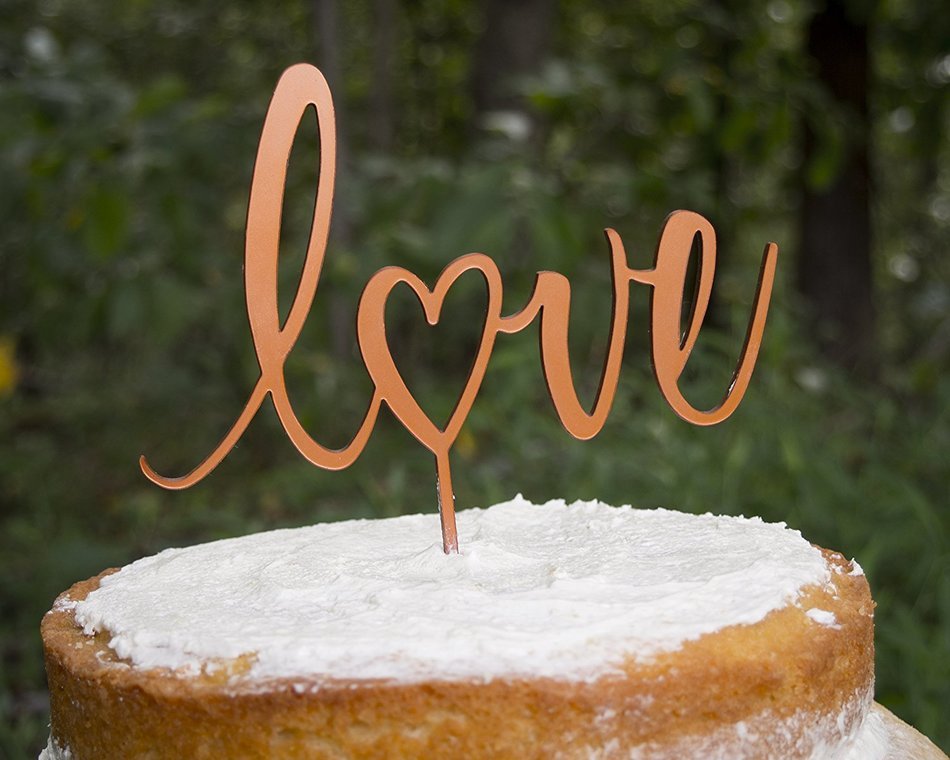 Love Cake Topper for Rustic Weddings, Showers, Birthdays, Special Events, (Birch Wood) - Made in USA by Clever...