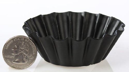 3" Primitive Black Metal Fluted Candle Pan Tart Mold Set of 10