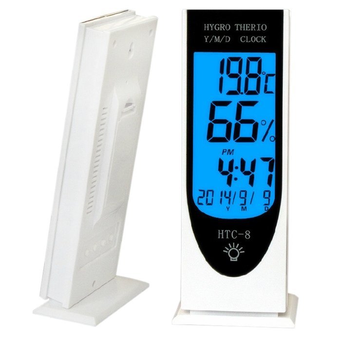 Jofan Shake to Light Blue LCD Indoor Humidity Monitor Gauge Temperature Sensor Hygrometer Thermometer with Time...