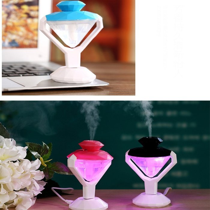 IPUIS Car Humidifier Portable USB 180 Degree Rotation Aroma Mini Diffuser Diamond-shaped Air Humidifier Mist Maker... N13