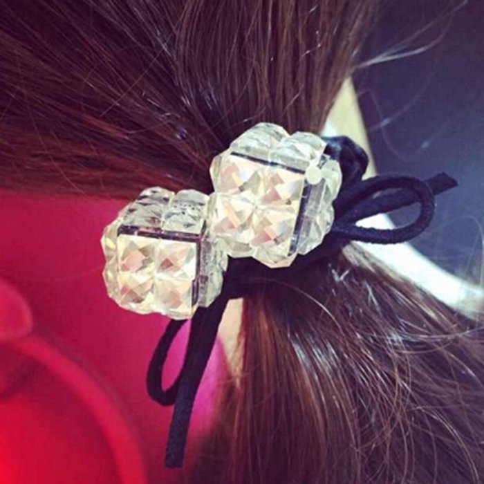 KAKA(TM) Women Girl Fashion Elegance Pink Rose Pearl Decorate Stretchy Hair Rope Band Accessories N5
