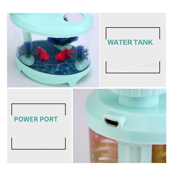 Mini Ultrasonic Fish Tank Mist Humidifier Premium Humidifying Unit with Portable USB Night Light Air Purifier... N22