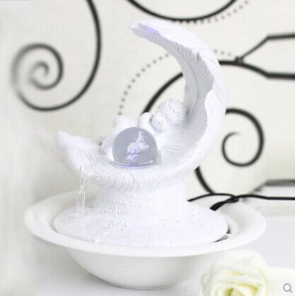FEI&S Creative continental white Angel flowing water fountain process with Humidifier Craft Ornaments N2